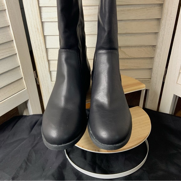 A New Approach Bradley Black Faux Leather Zip Up Over the Knee Boots Size 9 - Picture 9 of 10